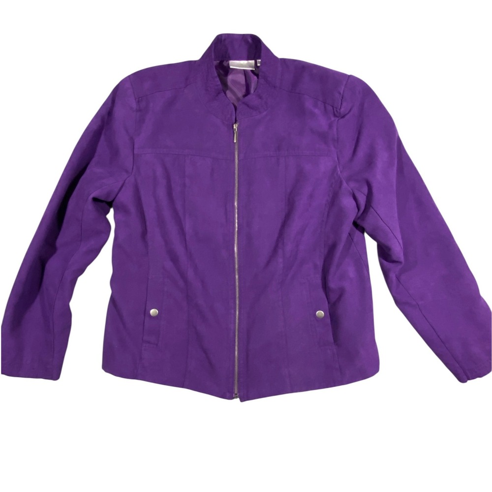 Studio‎ Works Purple Faux Suede Full Zip Mock Neck Jacket Womens Size 18